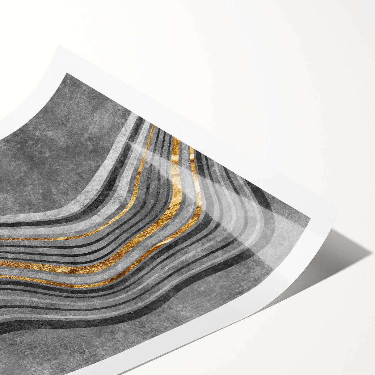 Contemporary Canvas Print - Gold & Gray Geometric Abstract Art