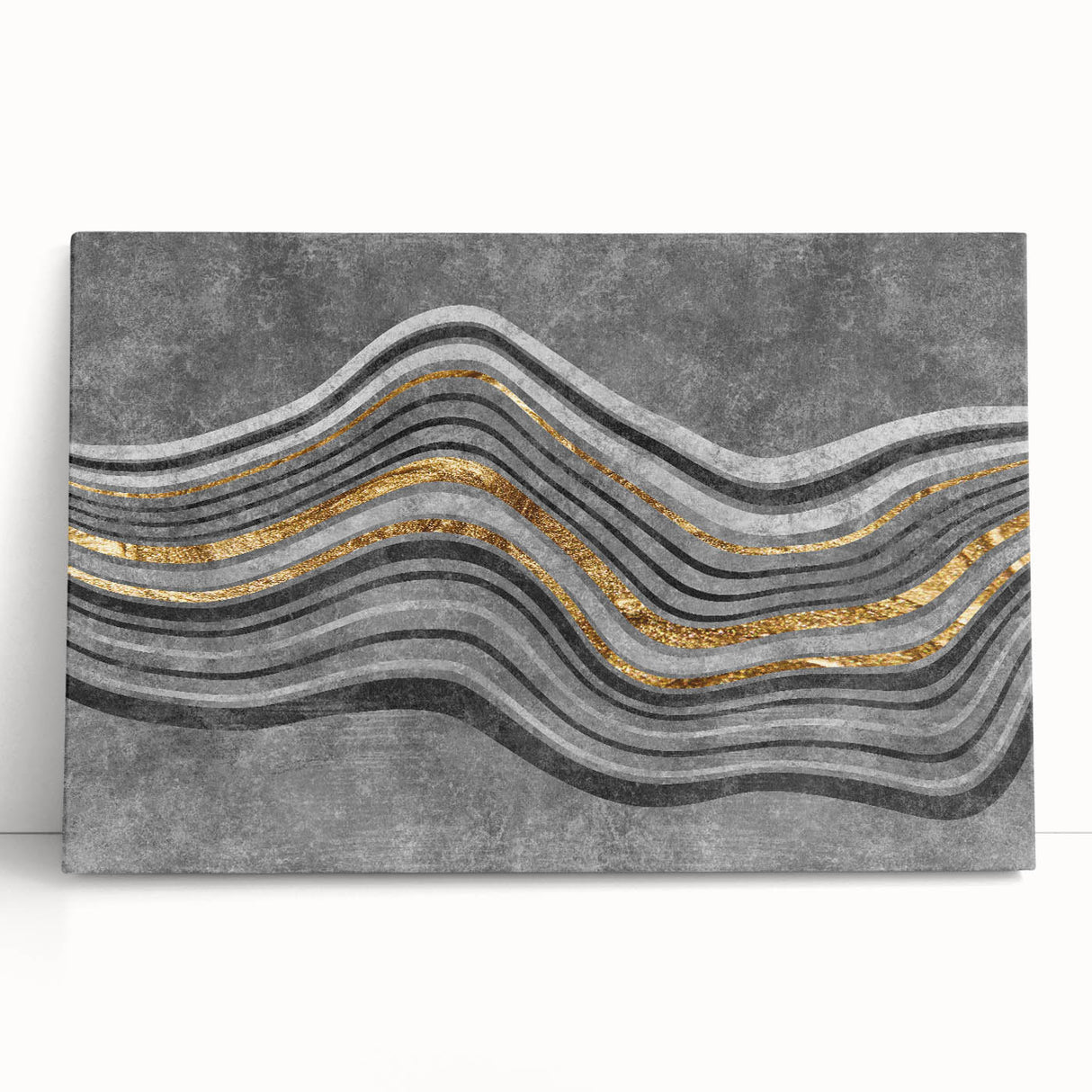 Contemporary Canvas Print - Gold & Gray Geometric Abstract Art