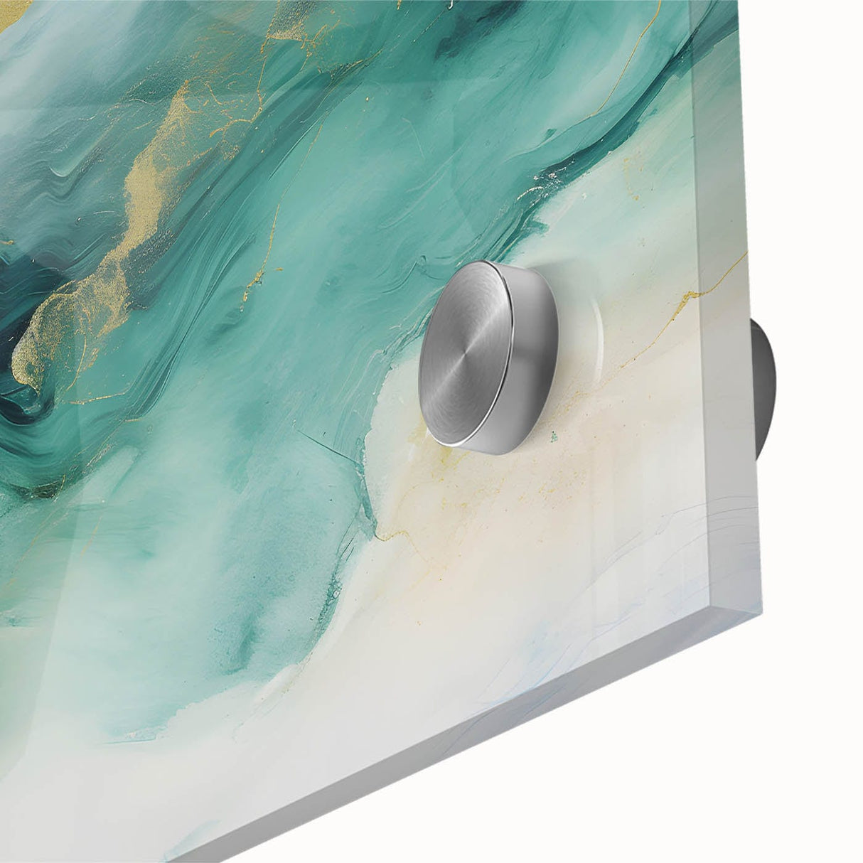 Modern Fluid Art Print – Teal & Gold Abstract Canvas Decor