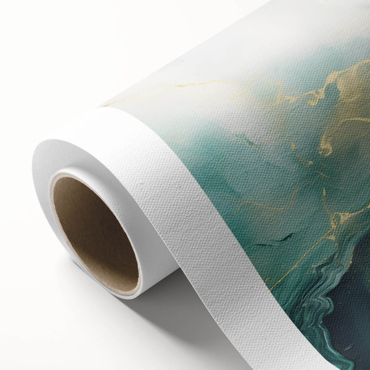 Modern Fluid Art Print – Teal & Gold Abstract Canvas Decor