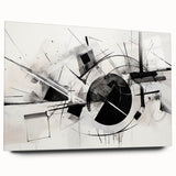Black and White Geometric Wall Art - Modern Abstract Canvas
