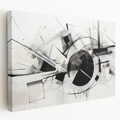 Black and White Geometric Wall Art - Modern Abstract Canvas