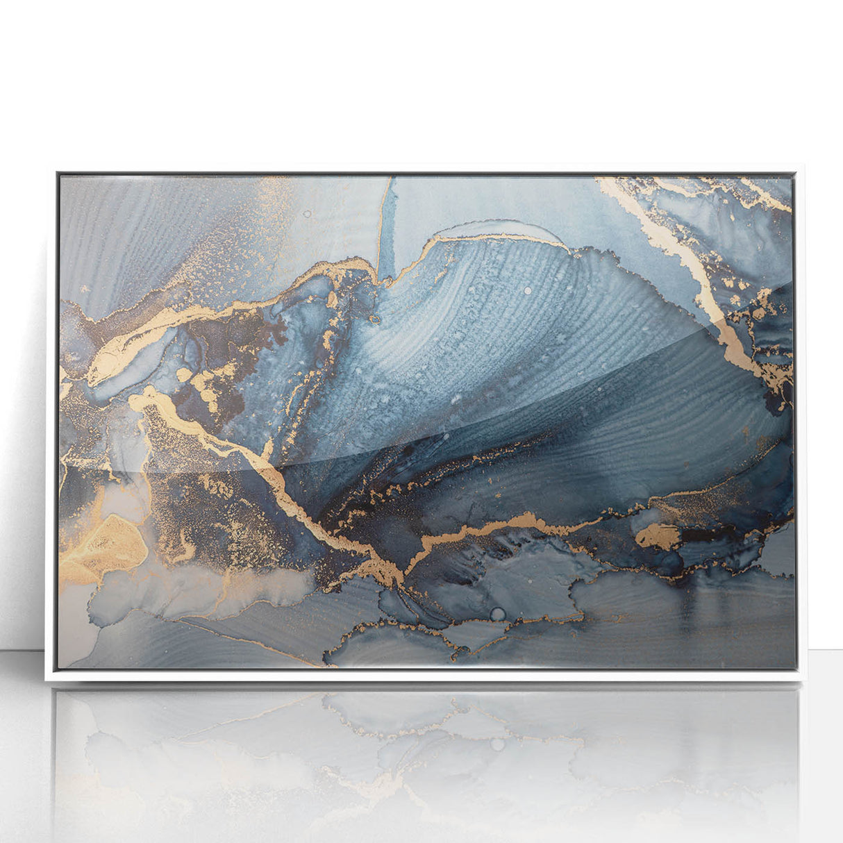Modern Luxury Abstract Paintings – Navy & Gold Canvas Art
