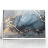 Modern Luxury Abstract Paintings – Navy & Gold Canvas Art