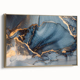 Modern Luxury Abstract Paintings – Navy & Gold Canvas Art