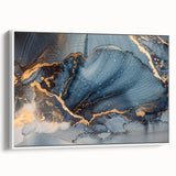 Modern Luxury Abstract Paintings – Navy & Gold Canvas Art