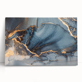 Modern Luxury Abstract Paintings – Navy & Gold Canvas Art
