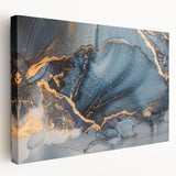 Modern Luxury Abstract Paintings – Navy & Gold Canvas Art