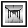 Minimalist Coastal Landscape Art – Pier Perspective in Monochrome