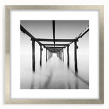 Minimalist Coastal Landscape Art – Pier Perspective in Monochrome