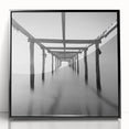 Minimalist Coastal Landscape Art – Pier Perspective in Monochrome