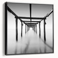 Minimalist Coastal Landscape Art – Pier Perspective in Monochrome