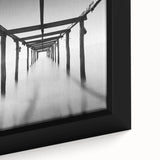 Minimalist Coastal Landscape Art – Pier Perspective in Monochrome