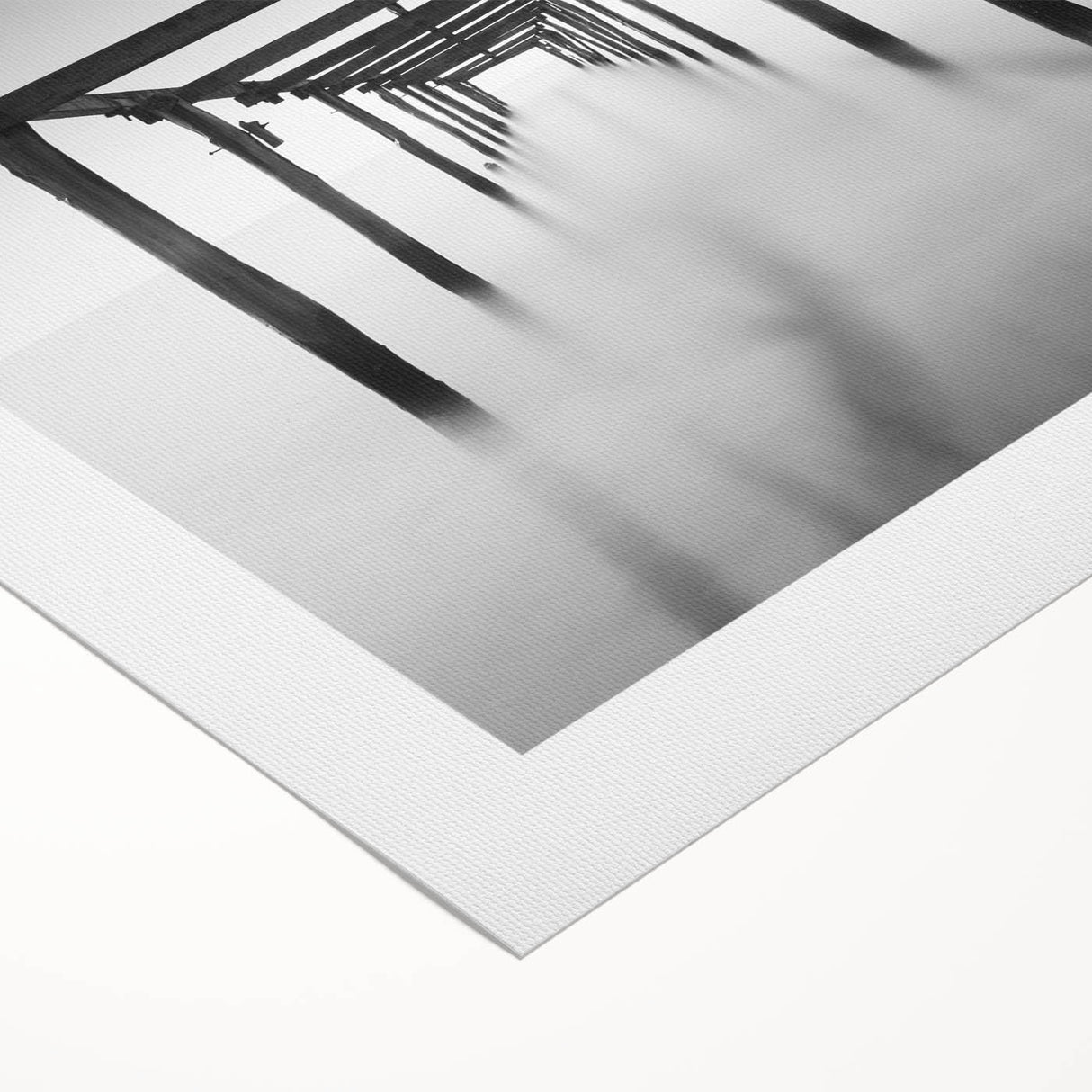 Minimalist Coastal Landscape Art – Pier Perspective in Monochrome