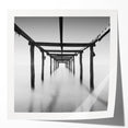 Minimalist Coastal Landscape Art – Pier Perspective in Monochrome