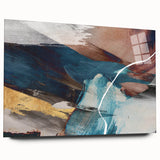 Geometric Abstract Painting - Navy Blue & Gold Wall Art