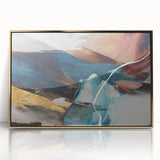 Geometric Abstract Painting - Navy Blue & Gold Wall Art