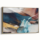 Geometric Abstract Painting - Navy Blue & Gold Wall Art