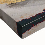 Geometric Abstract Painting - Navy Blue & Gold Wall Art