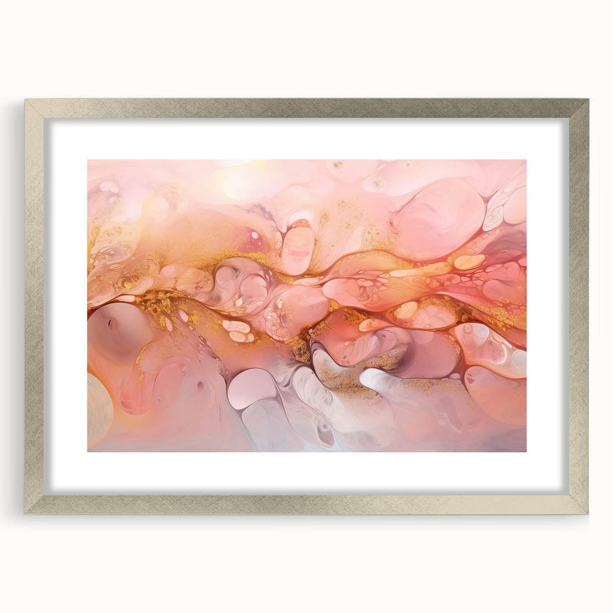 Abstract Fluid Canvas Art – Peach & Gold Modern Wall Decor