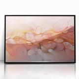 Abstract Fluid Canvas Art – Peach & Gold Modern Wall Decor