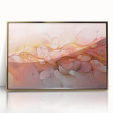 Abstract Fluid Canvas Art – Peach & Gold Modern Wall Decor