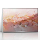 Abstract Fluid Canvas Art – Peach & Gold Modern Wall Decor