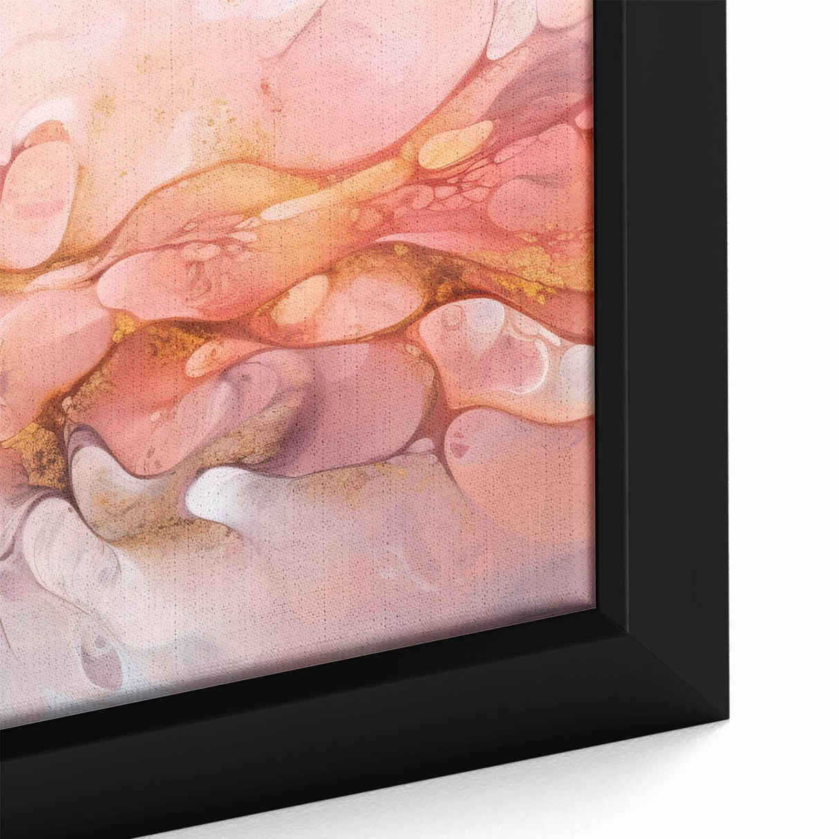 Abstract Fluid Canvas Art – Peach & Gold Modern Wall Decor