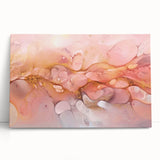 Abstract Fluid Canvas Art – Peach & Gold Modern Wall Decor