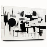 Minimalist Black and White Abstract Wall Art - Geometric Canvas