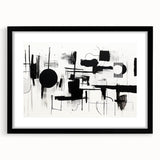 Minimalist Black and White Abstract Wall Art - Geometric Canvas