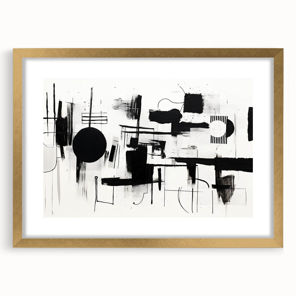 Minimalist Black and White Abstract Wall Art - Geometric Canvas