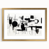 Minimalist Black and White Abstract Wall Art - Geometric Canvas