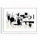 Minimalist Black and White Abstract Wall Art - Geometric Canvas
