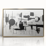 Minimalist Black and White Abstract Wall Art - Geometric Canvas