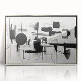 Minimalist Black and White Abstract Wall Art - Geometric Canvas