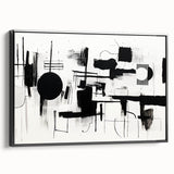 Minimalist Black and White Abstract Wall Art - Geometric Canvas