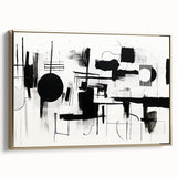 Minimalist Black and White Abstract Wall Art - Geometric Canvas