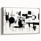 Minimalist Black and White Abstract Wall Art - Geometric Canvas