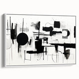 Minimalist Black and White Abstract Wall Art - Geometric Canvas