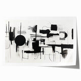 Minimalist Black and White Abstract Wall Art - Geometric Canvas
