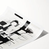 Minimalist Black and White Abstract Wall Art - Geometric Canvas