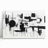 Minimalist Black and White Abstract Wall Art - Geometric Canvas