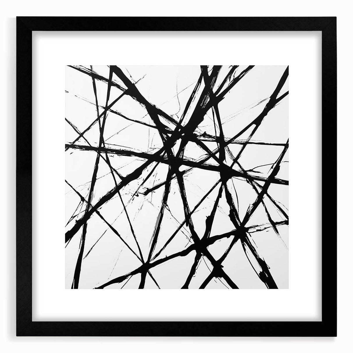 Minimalist Abstract Expressionist Wall Art – Black & White Canvas