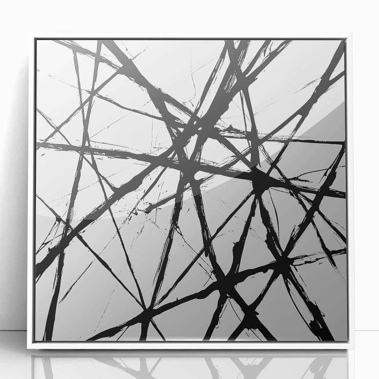 Minimalist Abstract Expressionist Wall Art – Black & White Canvas
