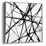 Minimalist Abstract Expressionist Wall Art – Black & White Canvas
