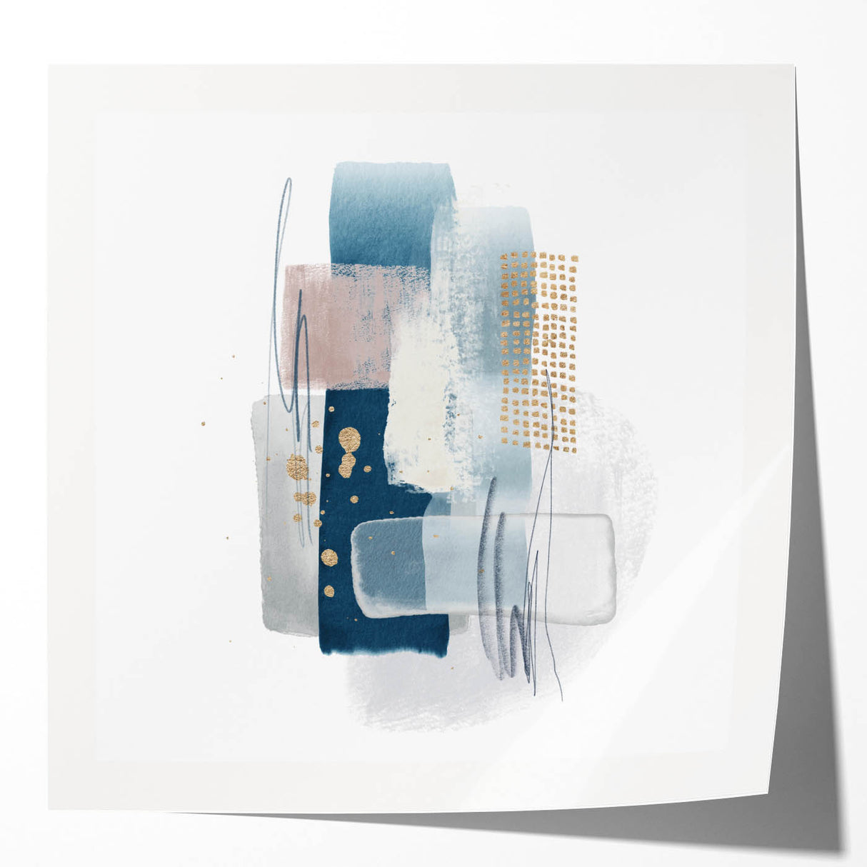 Minimalist abstract canvas prints – cool toned geometric wall decor