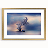Contemporary Minimalist Nature Art – Tranquil Boat and Tree Scene