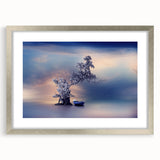 Contemporary Minimalist Nature Art – Tranquil Boat and Tree Scene