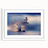 Contemporary Minimalist Nature Art – Tranquil Boat and Tree Scene
